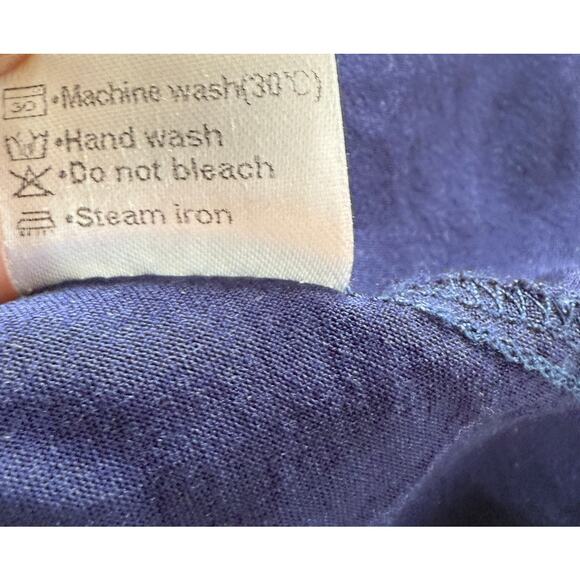 Merokeety Midi Dress Womens XL Blue Smocked Pullover Casual Boho Preppy Nautical - Picture 10 of 10